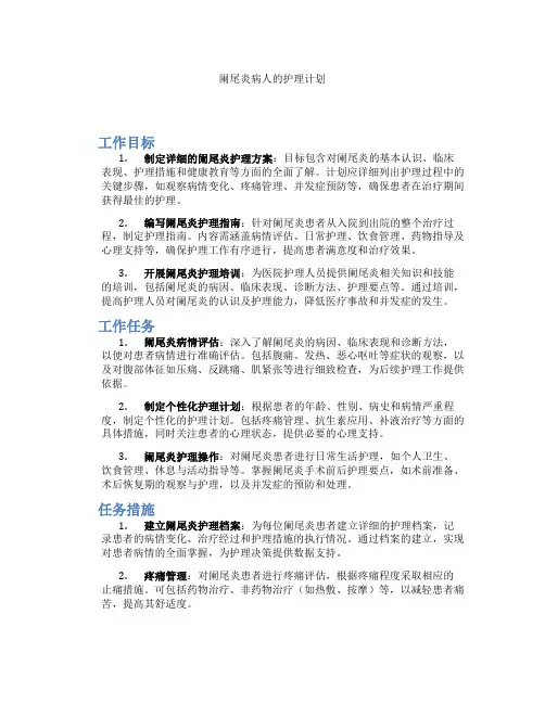 阑尾炎病人的护理计划