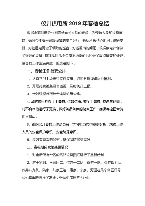 仪井供电所春检总结 3