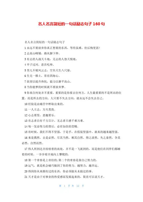 名人名言简短的一句话励志句子160句