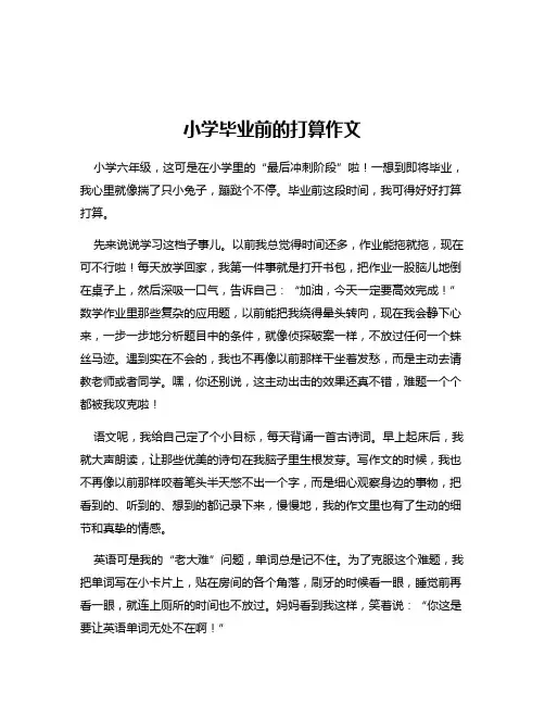 小学毕业前的打算作文