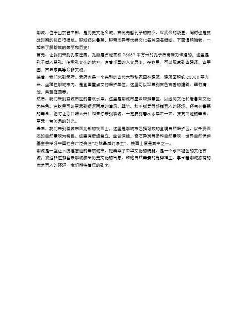 山东省聊城导游词作文范文