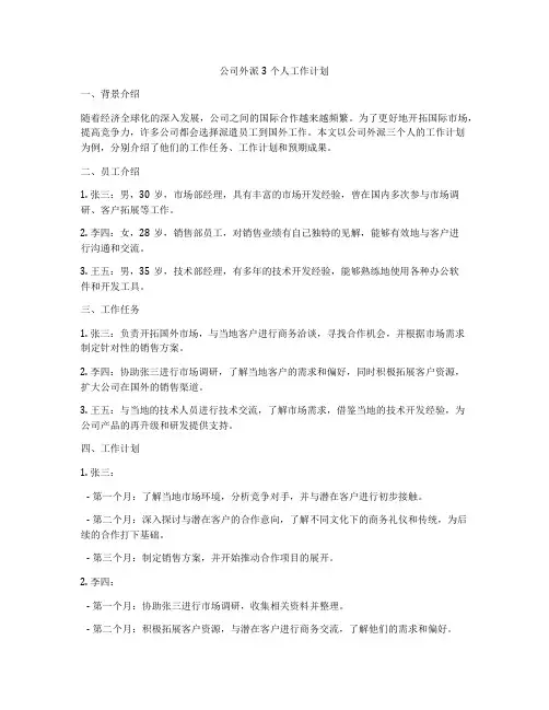 公司外派3个人工作计划