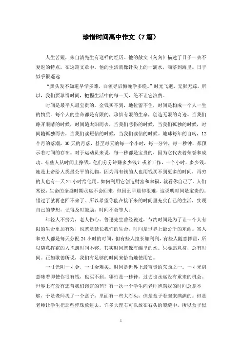 珍惜时间高中作文(7篇)