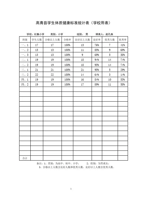 小学生体质健康统计