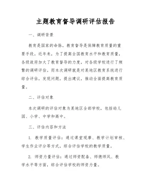 主题教育督导调研评估报告