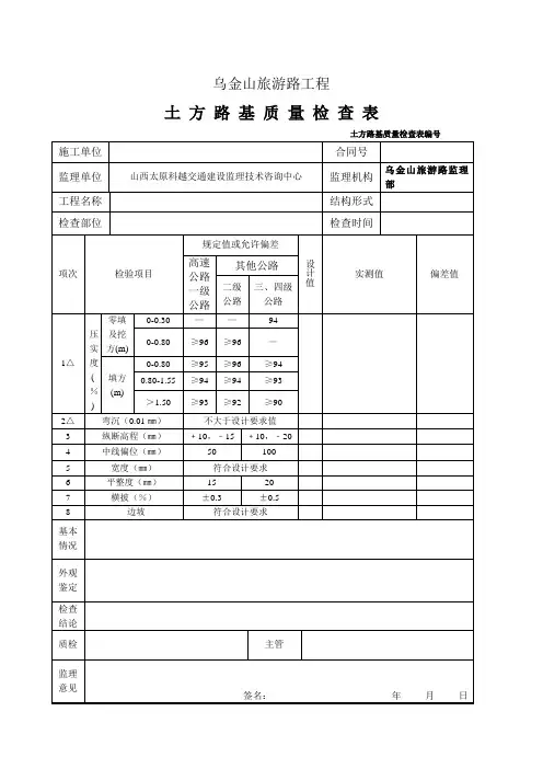 4.2.2土方路基质量检查表
