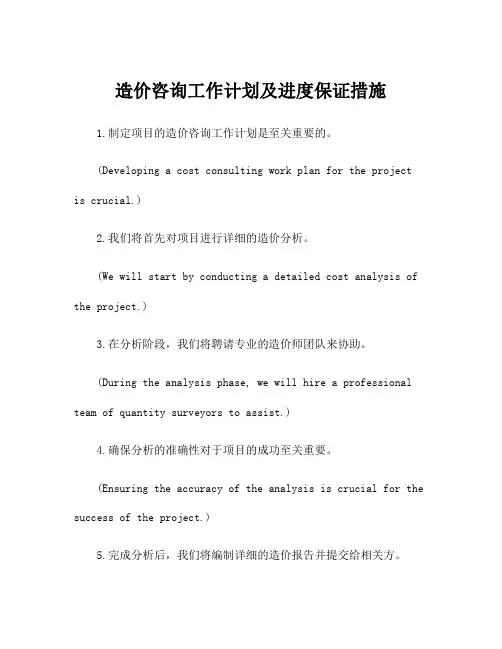 造价咨询工作计划及进度保证措施