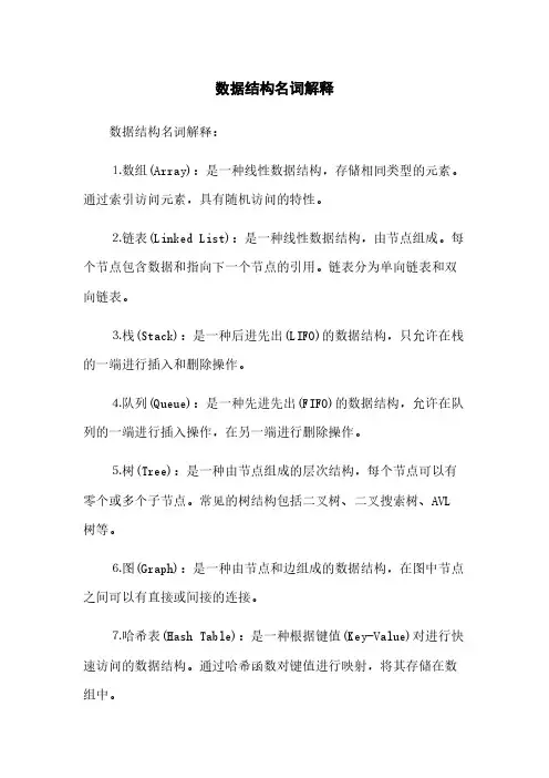 数据结构名词解释(2023最新版)