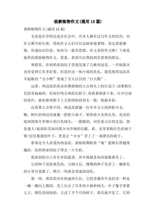 观察植物作文(通用15篇)