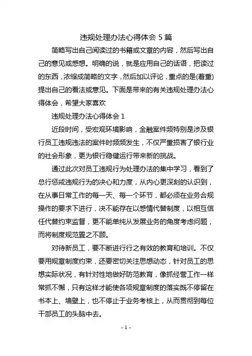 违规处理办法心得体会5篇