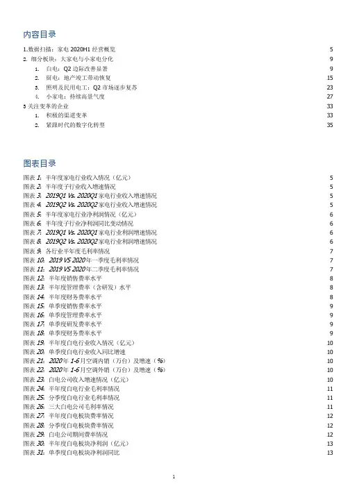 家用电器行业2020年上半年销售经营情况总结