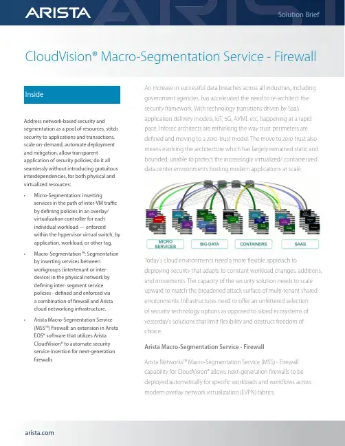 Arista网络CloudVision宏段分离服务-防火墙说明书
