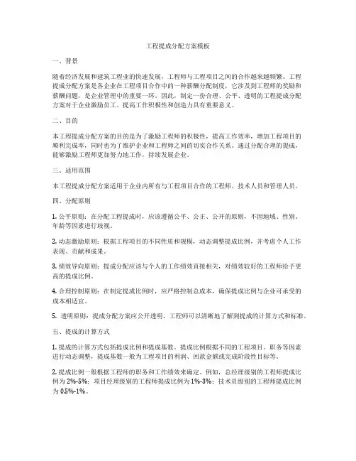 工程提成分配方案模板