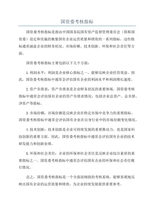 国资委考核指标