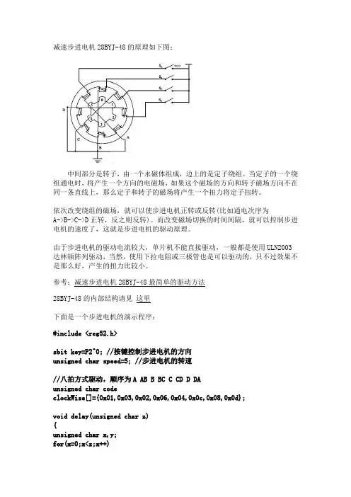 4-四相五线减速步进电机28BYJ-48原理、仿真及演示程序(使用ULN2003A驱动)