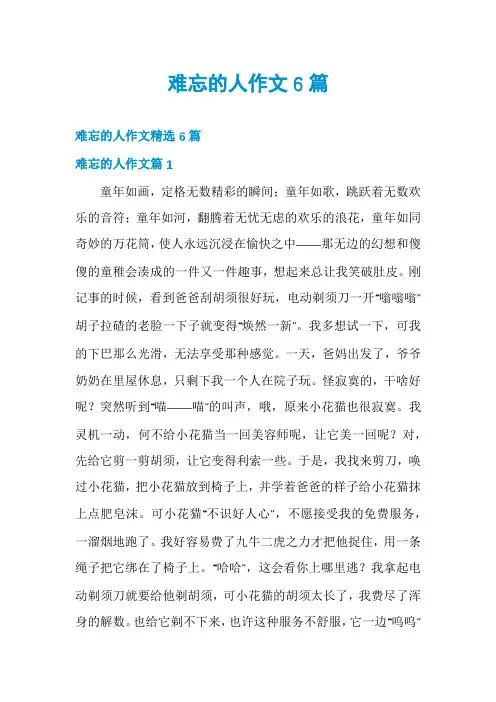 难忘的人作文6篇