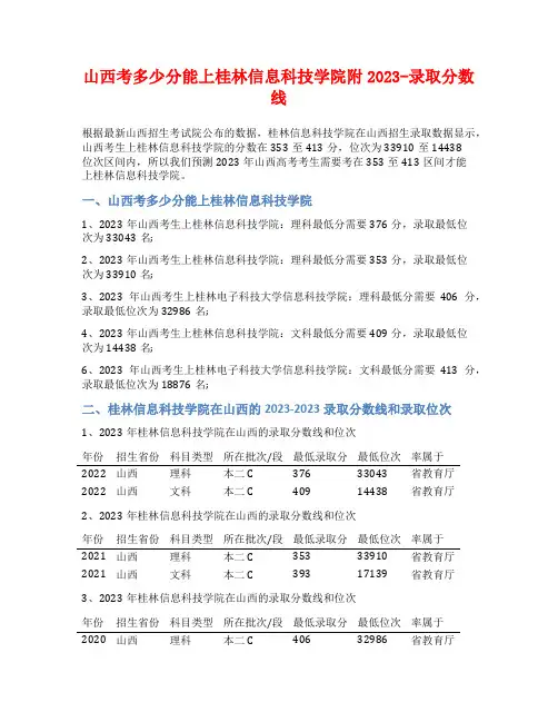 山西考多少分能上桂林信息科技学院附2023-录取分数线