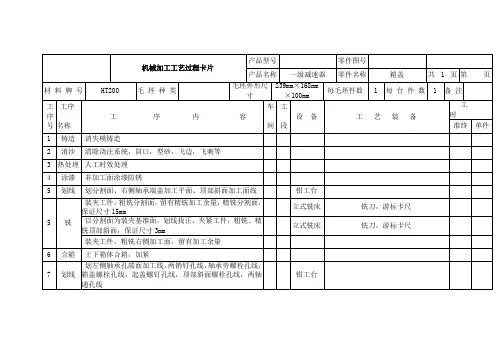 一级减速器箱盖工艺卡