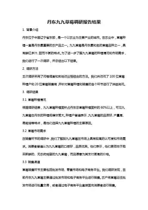 丹东九九草莓调研报告结果