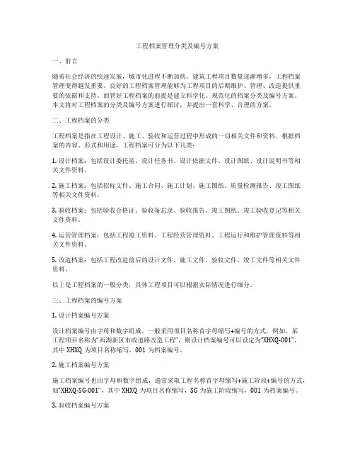 工程档案管理分类及编号方案