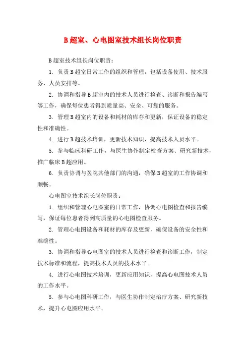 B超室、心电图室技术组长岗位职责