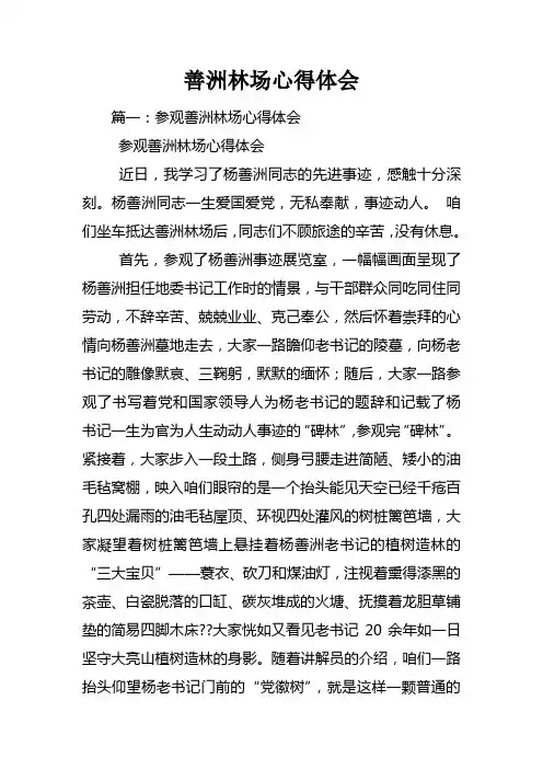 善洲林场心得体会