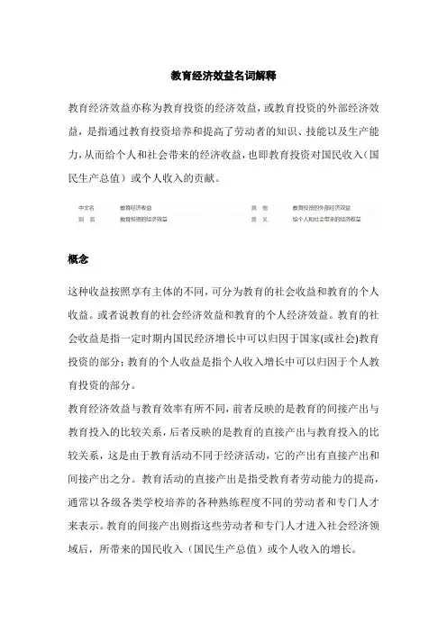 教育经济效益名词解释