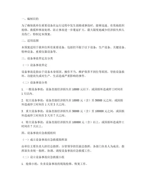 重要设备应急预案