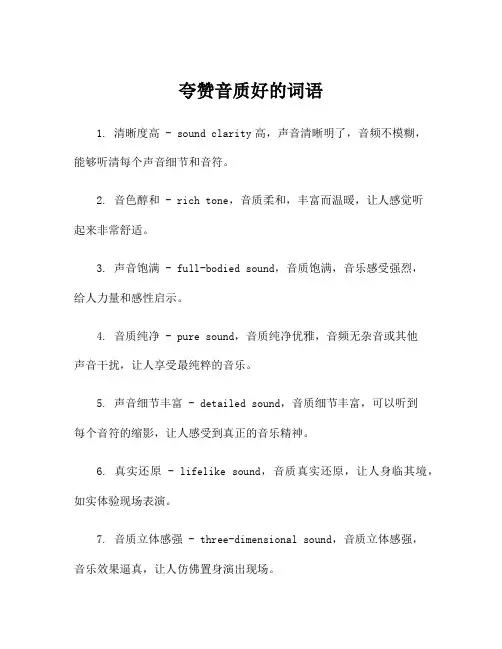 夸赞音质好的词语