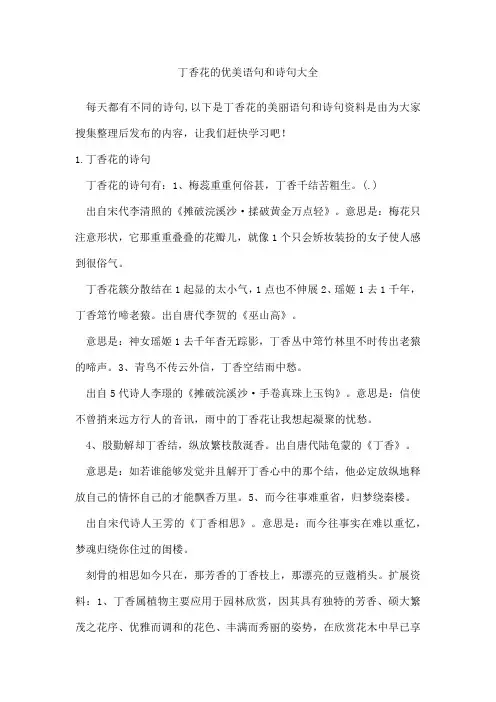 丁香花的优美语句和诗句