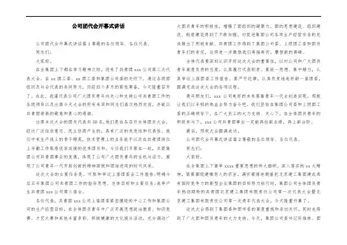 公司团代会开幕式致辞