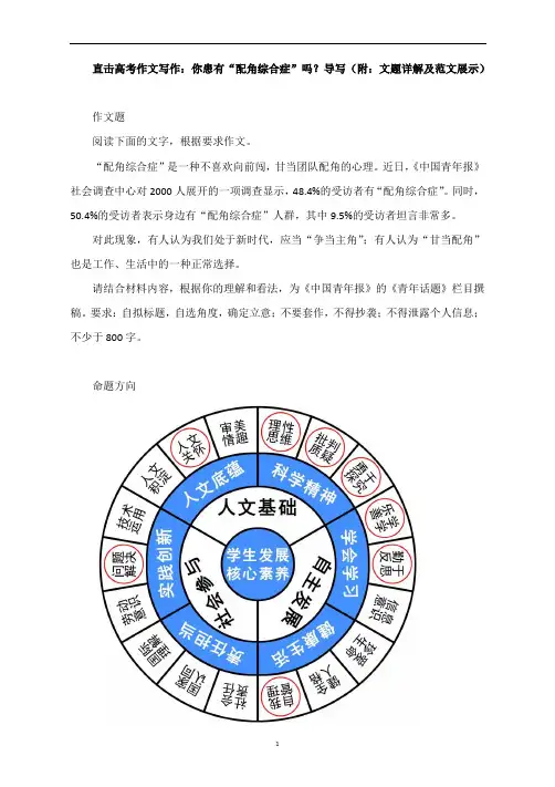 直击高考作文写作：你患有“配角综合症”吗？导写(附：文题详解及范文展示)