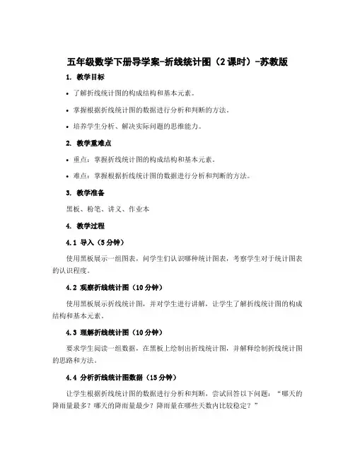 五年级数学下册导学案-折线统计图(2课时)-苏教版