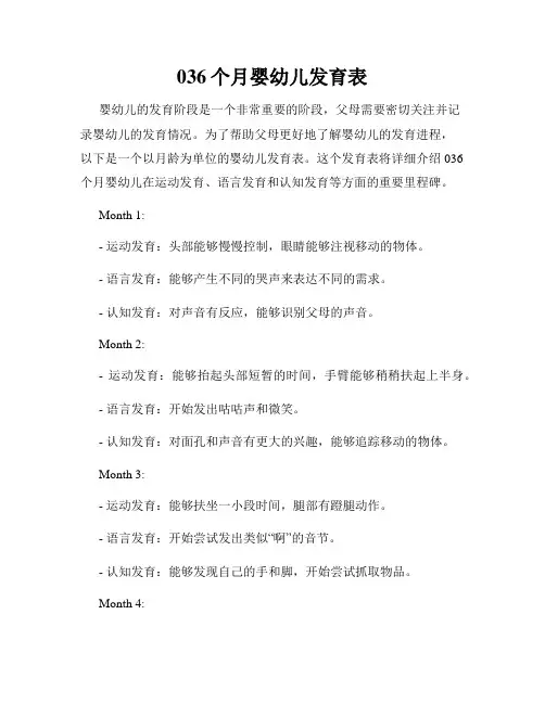 036个月婴幼儿发育表
