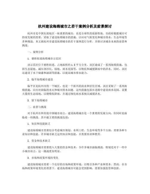 杭州建设海绵城市之若干案例分析及前景探讨