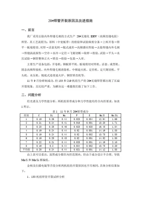 20#焊管开裂原因及改进措施