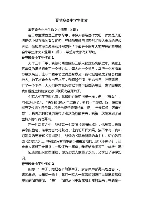 春节晚会小学生作文