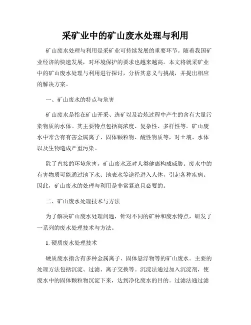 采矿业中的矿山废水处理与利用