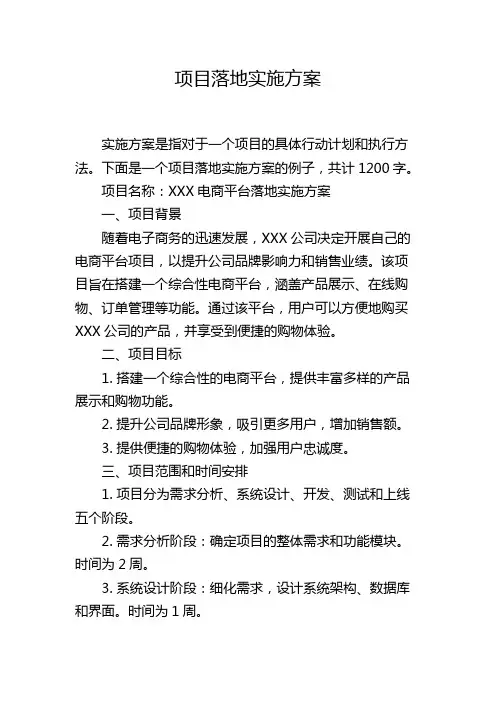 项目落地实施方案