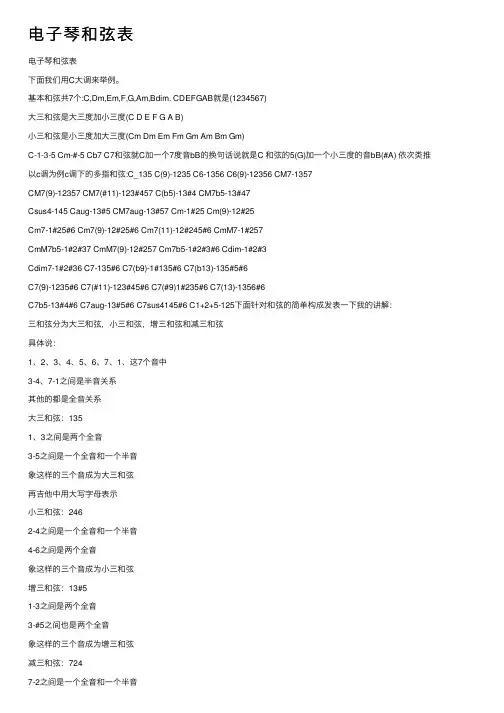 电子琴和弦表