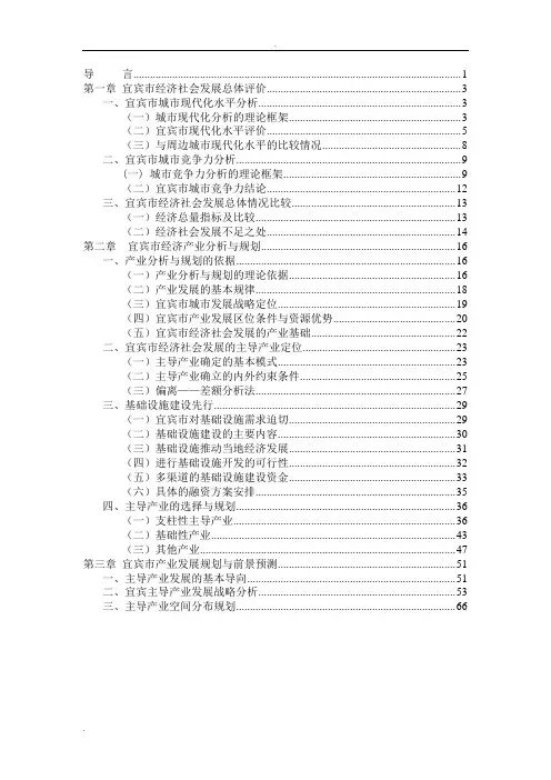 宜宾市经济产业发展规划报告