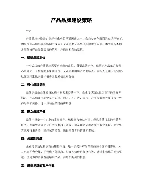 产品品牌建设策略