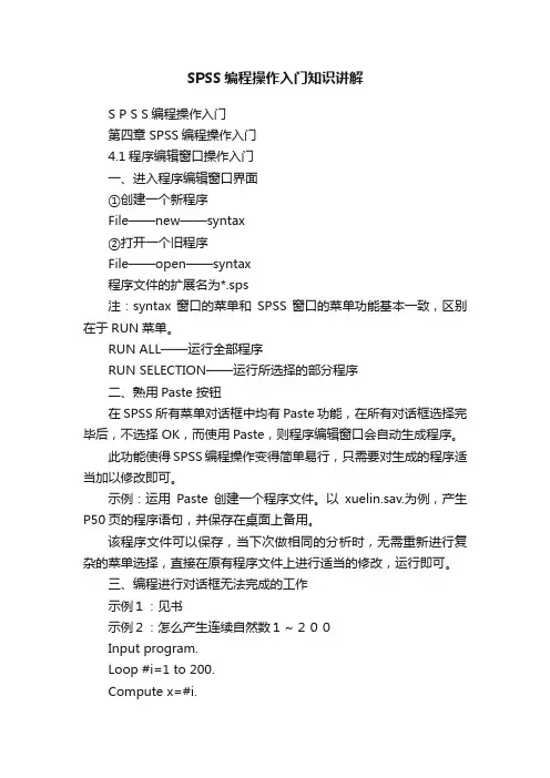 SPSS编程操作入门知识讲解