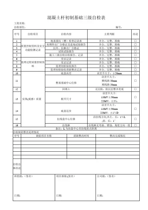 线路三级自检表(最终)