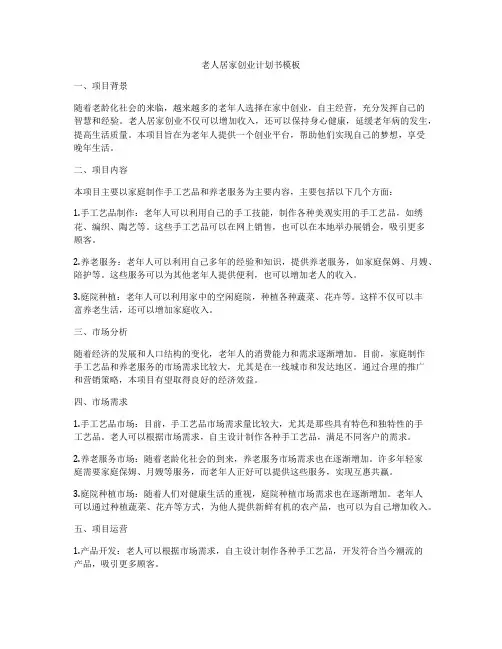 老人居家创业计划书模板