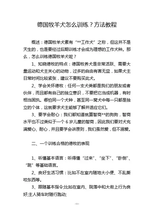 德国牧羊犬怎么训练？方法教程