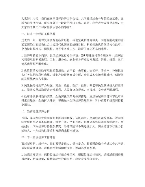 经济会议讨论总结发言稿