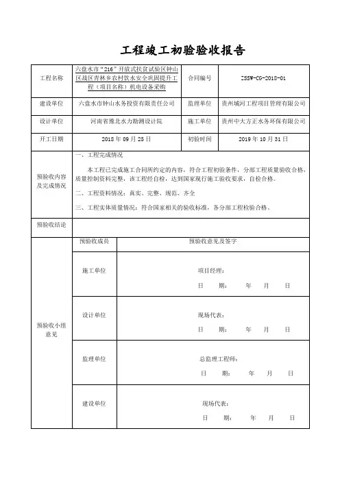 工程竣工初验验收报告