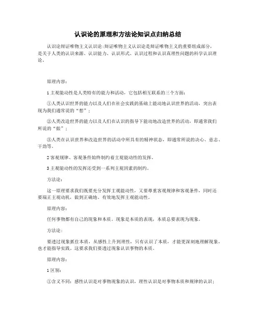 认识论的原理和方法论知识点归纳总结