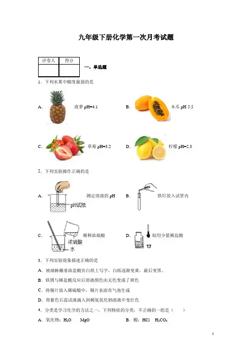 九年级下册化学第一次月考试卷带答案